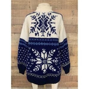 Vintage 1990s Liz Claiborne Oversized Snowflake Sweater Wool Sz M Ski Heritage
